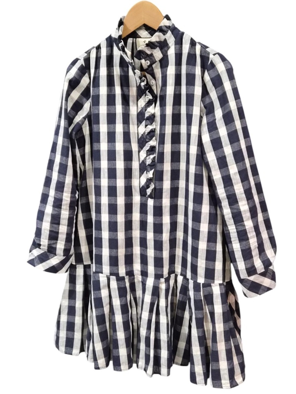 Tuckernuck | Blue and White Ruffled Bottom Dress | Size Small - Picture 6 of 6